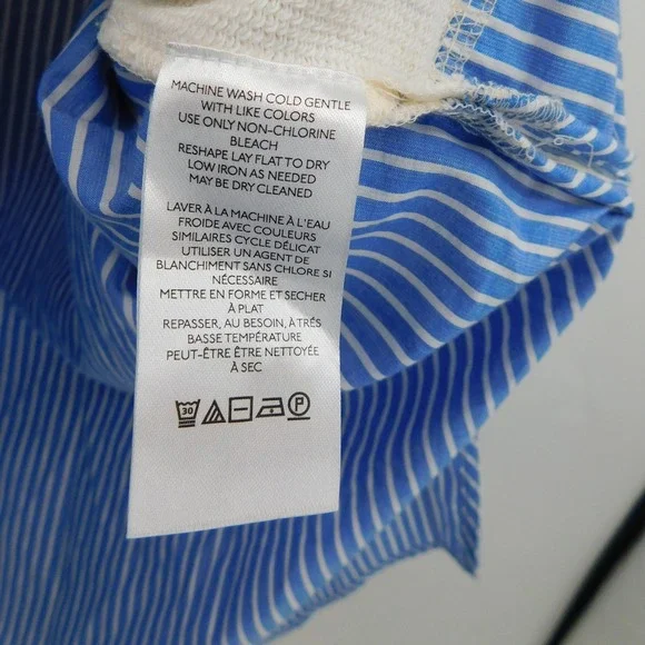 By Anthropologie French Terry Twofer Sweatshirt Striped Layered Tie Waist Top XL - Picture 6 of 6